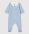 Baby-Strampler aus Bio-Baumwolle mit Kragen und blauem Streifenmuster weiss MARSHMALLOW/blau ALASKA